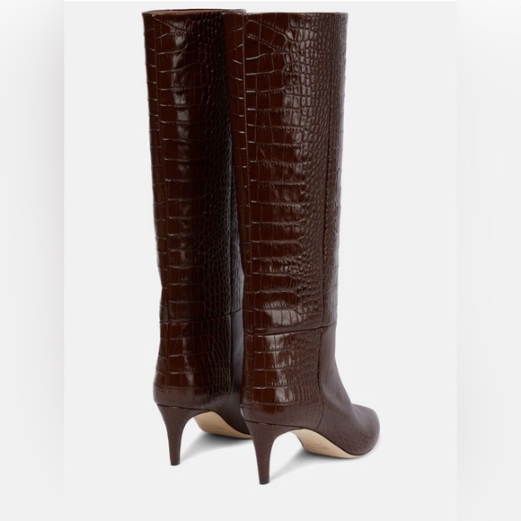 Paris Texas Brown Croc-Embossed Knee-High Boots - Picture 2 of 6